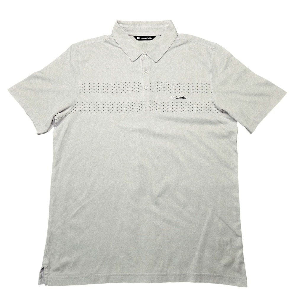 TravisMathew Polo Shirt Mens XL Gray Striped Collared Golf Performance Cotton‎